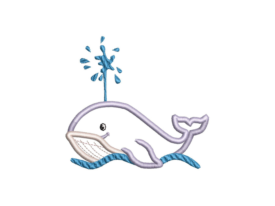Whale Baby Boy Applique Embroidery 4" 4.5" 5" 5.5" 7" | PES DST JEF | Artapli