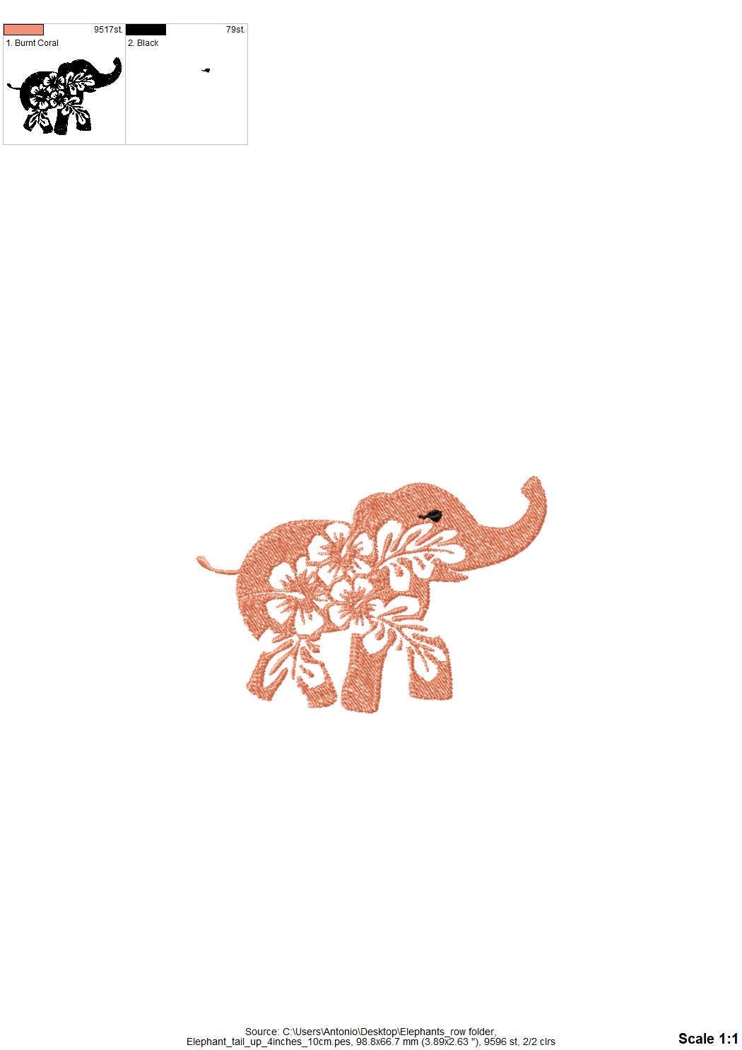Floral Elephant Embossed machine embroidery designs – Artapli designs