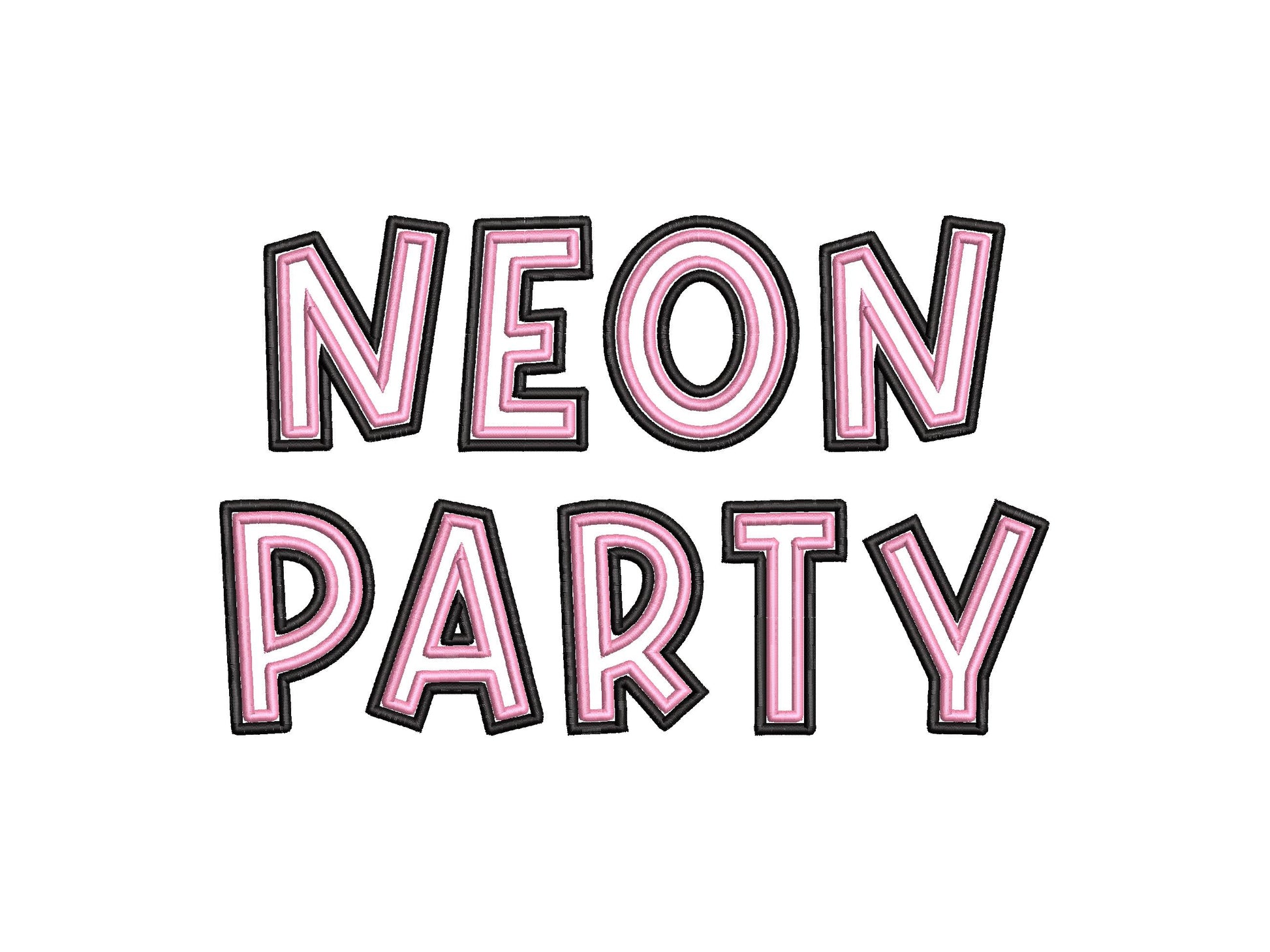 Neon Party Font 2 outlines machine embroidery designs monogram alphabet satin stitch