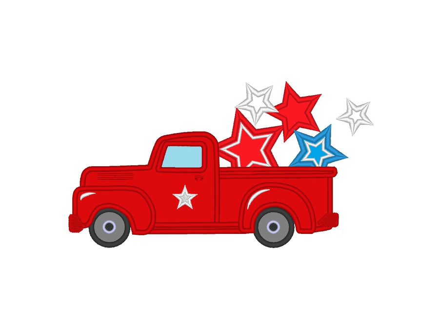 Patriotic Vintage Station Wagon Red Truck Machine Embroidery 7" 7.5" 8" 8.5" 9" 10" | PES DST JEF | Artapli