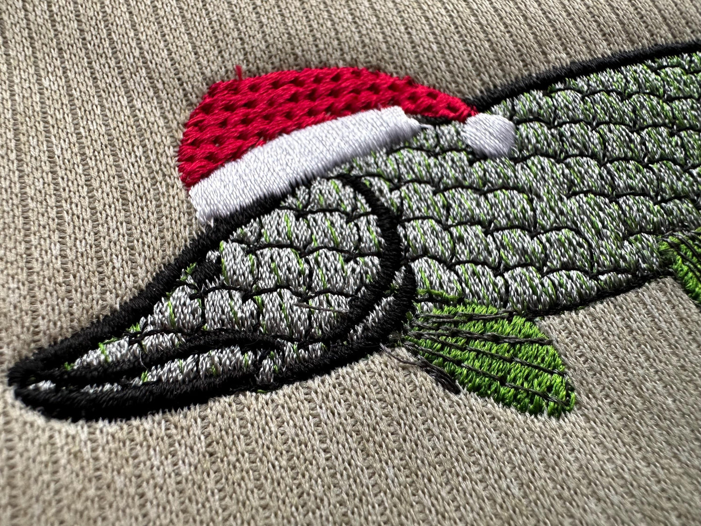 Rainbow iridescent Two Christmas Fish Santa Hat gradient awesome ombre effect Fisherman machine embroidery designs sizes from 4 to 6 inch