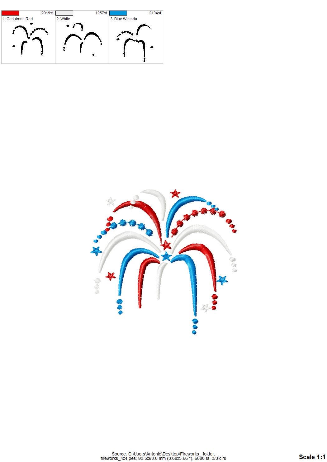 Magic Fireworks Glow in the dark special thread machine embroidery designs glowing sparkle