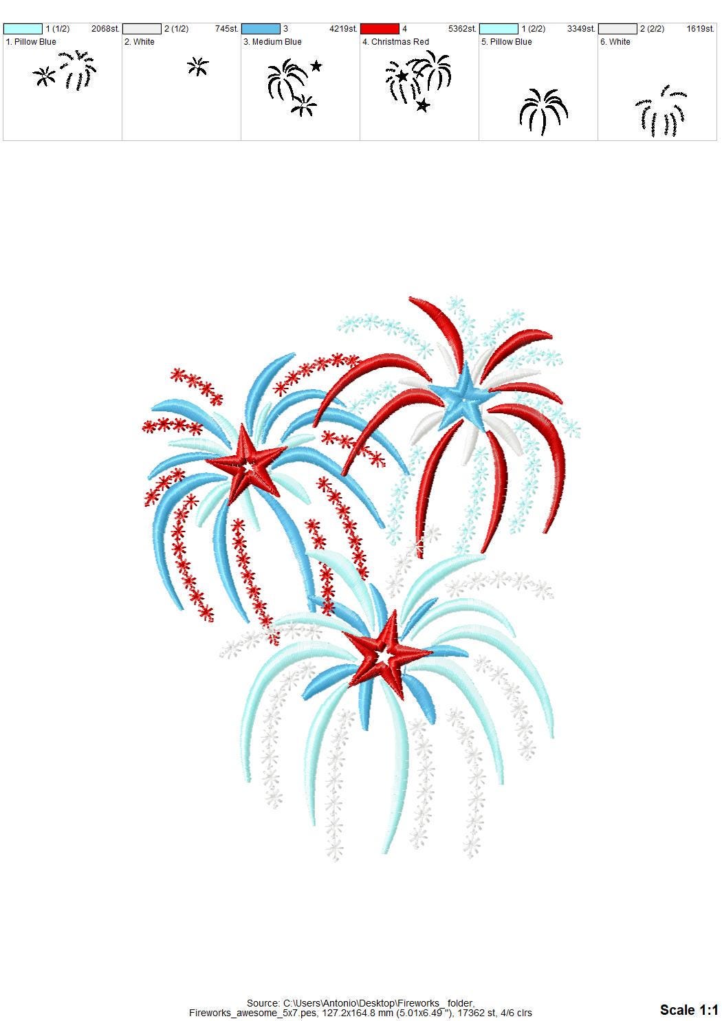 Magic Fireworks Glow in the dark special thread machine embroidery designs glowing sparkle