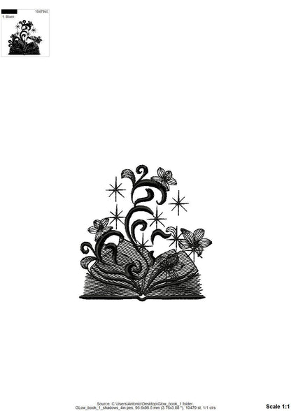 Magic Sparkle Book Glow in the dark special thread machine embroidery designs reading kids