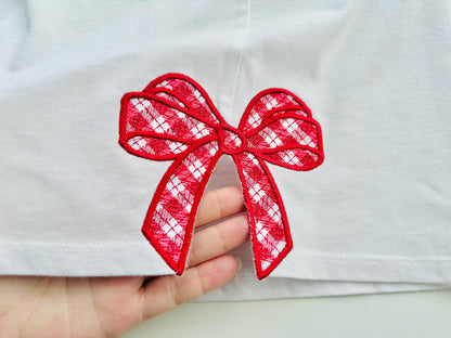 Gingham Plaid Side Seam Bow Applique