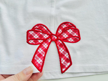 Gingham Plaid Side Seam Bow Applique