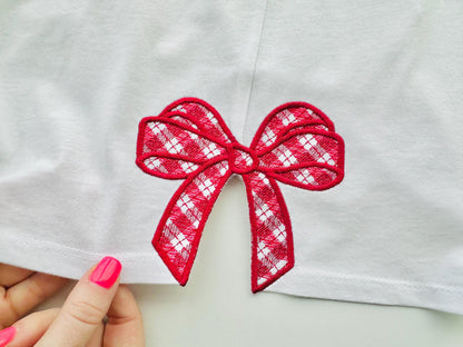 Gingham Plaid Side Seam Bow Applique