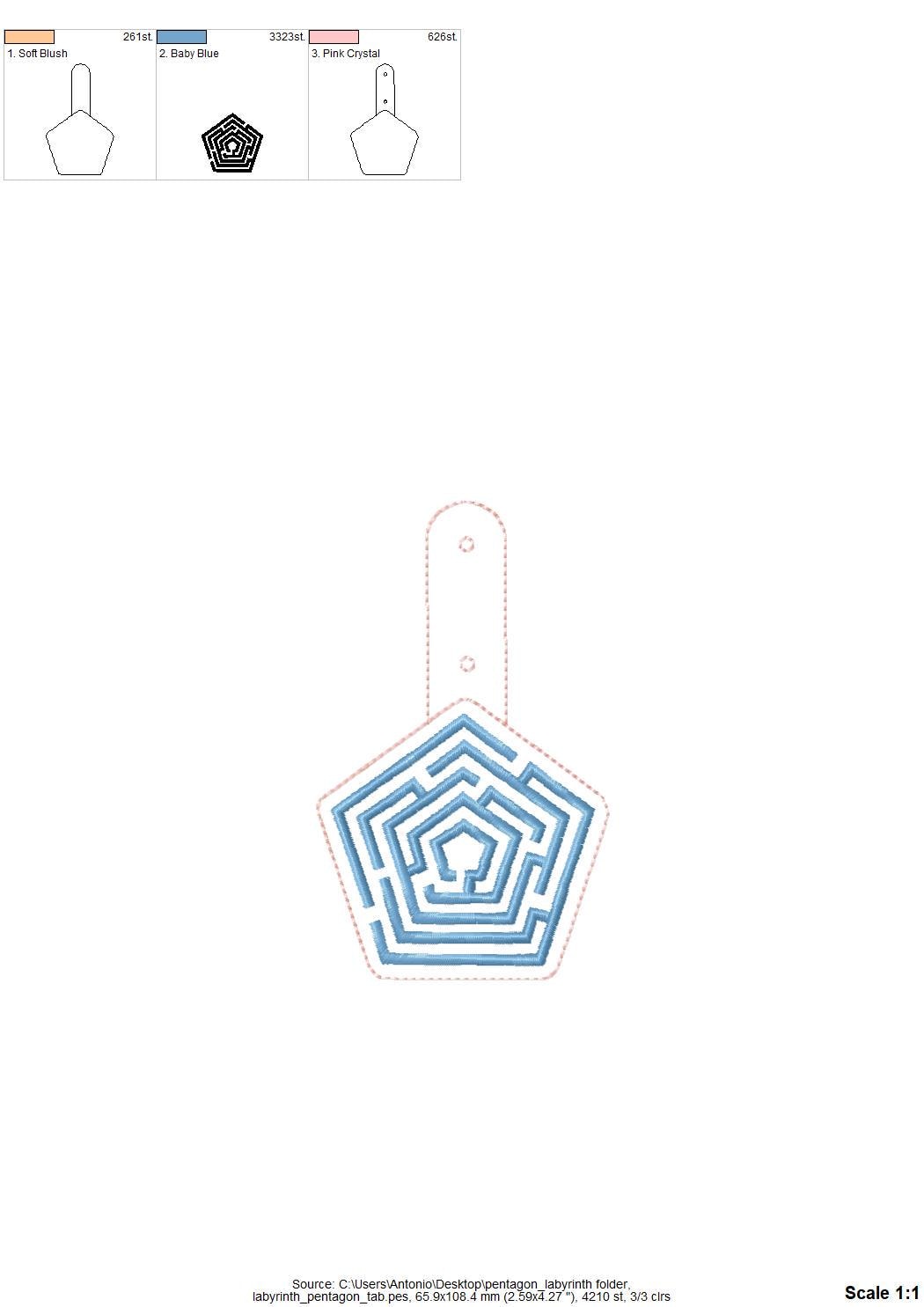 Pentagon Labyrinth Keychain