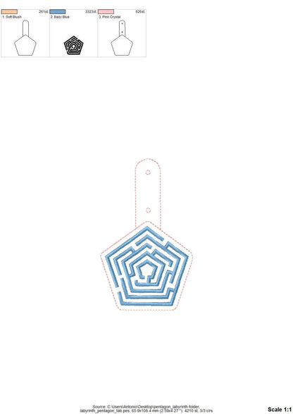 Pentagon Labyrinth Keychain