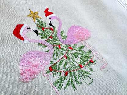 Christmas Flamingoes Christmas Tree and Christmas Lights Santa Hat Fringed Flamingo Machine Embroidery Designs Sweater Outfit Hoodie Design - Etsy