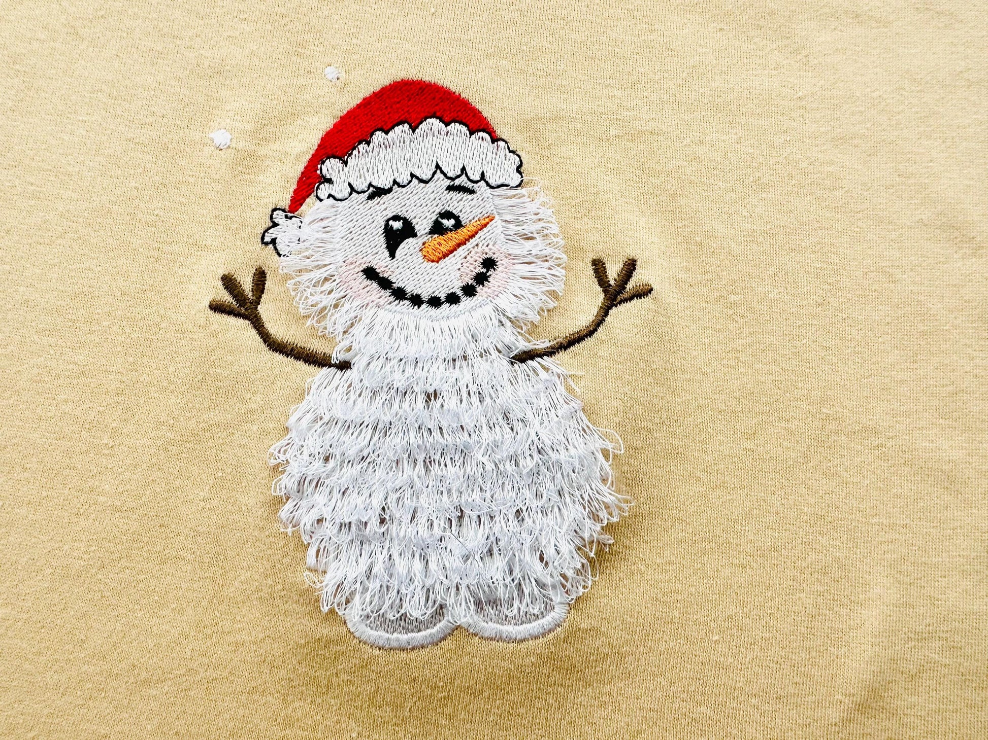 Little Cute Fringed Fluffy Snowman Machine Embroidery Designs Fringe in the Hoop Fur Chenille Christmas Santa Helper Kids Outfit Size 4, 5in - Etsy