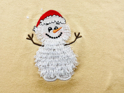 Little Cute Fringed Fluffy Snowman Machine Embroidery Designs Fringe in the Hoop Fur Chenille Christmas Santa Helper Kids Outfit Size 4, 5in - Etsy