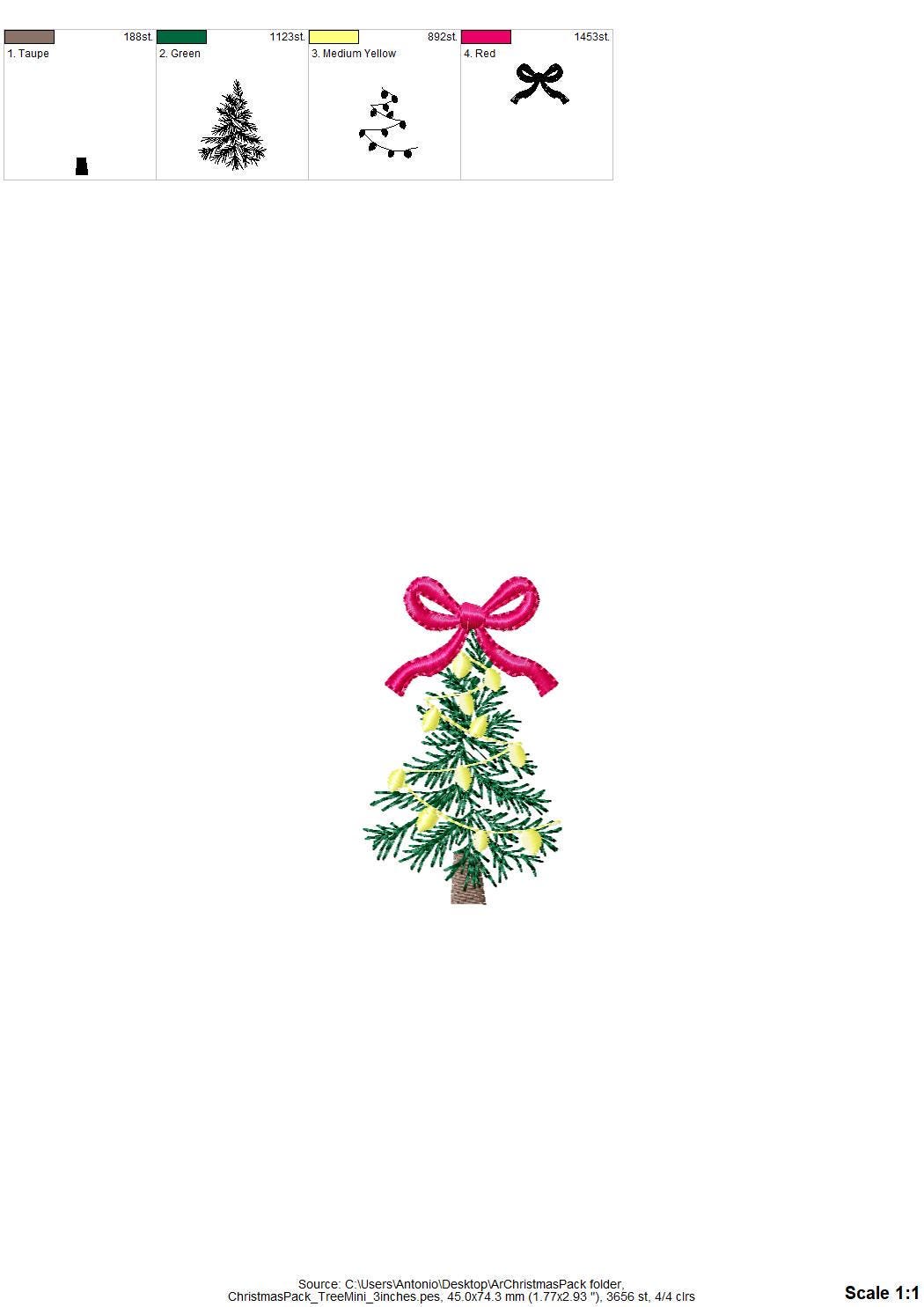 Merry Christmas Pack SET of 3 festive designs Christmas Tree Sparkling Wine and Confetti machine embroidery designs Party Decor small sizes