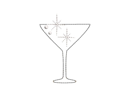 Cocktail Martini Drink in glass HTV Glitter vinyl Applique machine embroidery designs small sizes Sparkle Party festive accent