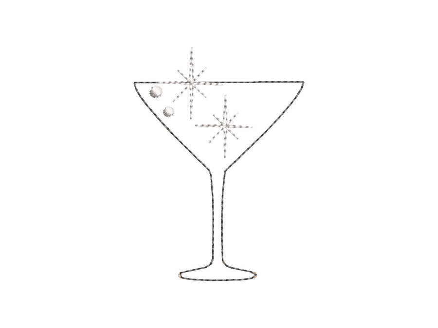 Cocktail Martini Drink in glass HTV Glitter vinyl Applique machine embroidery designs small sizes Sparkle Party festive accent