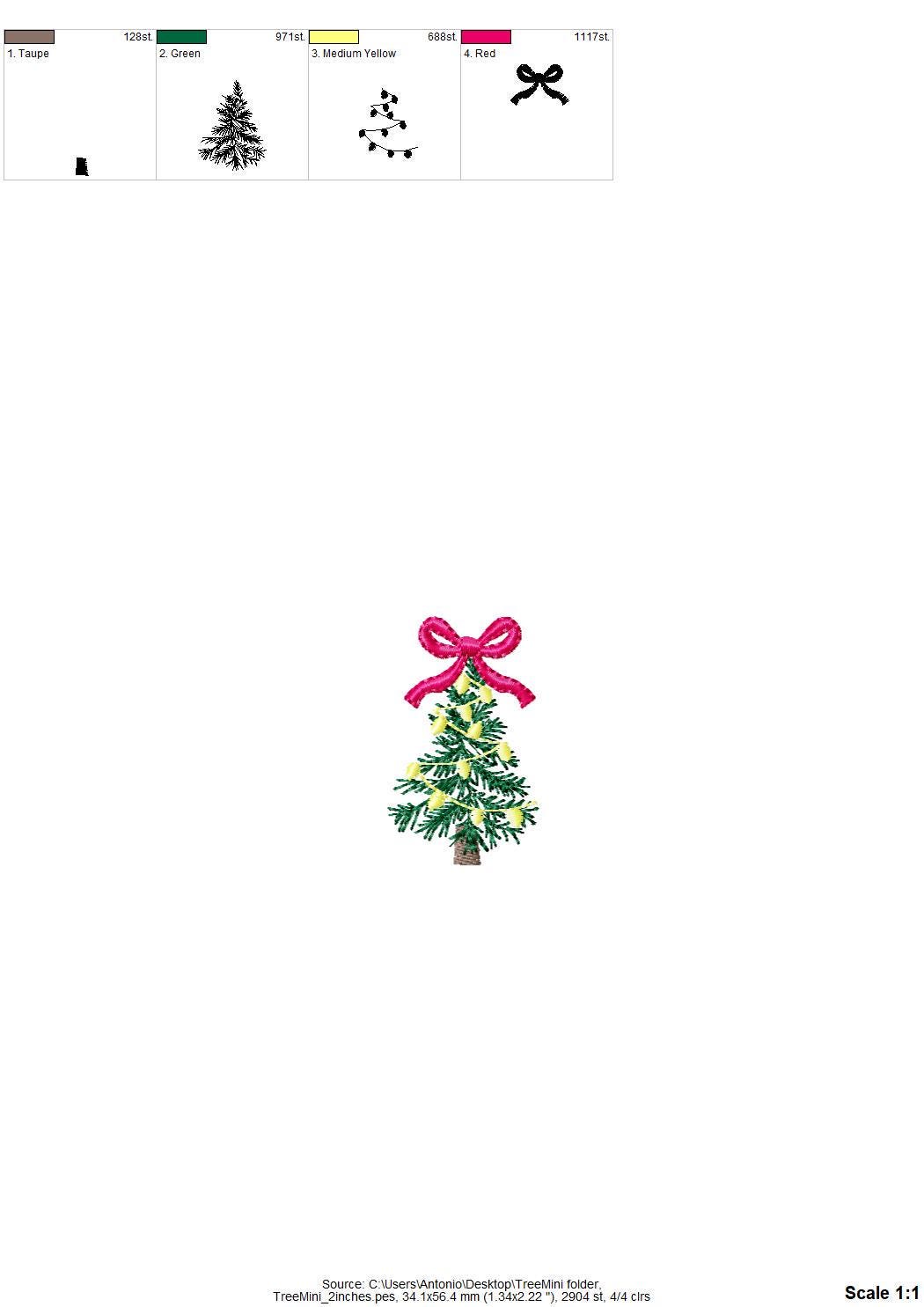 Mini Christmas Tree with Bow machine embroidery designs Christmas decor monogram accent sweet home decoration