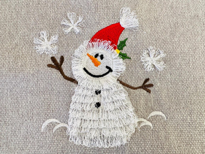 Fringed Fluffy Snowman Machine Embroidery Designs Fringe in the Hoop Fur Chenille Christmas Santa Helper Kids Outfit Sweatshirt Embroidery - Etsy