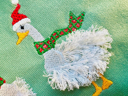 Christmas Merry Festive Fringed Goose Small Fluffy Goose Duck Farm Bird Machine Embroidery Designs 4x4 Fringed for Sweater Sweatshirt Hoodie - Etsy