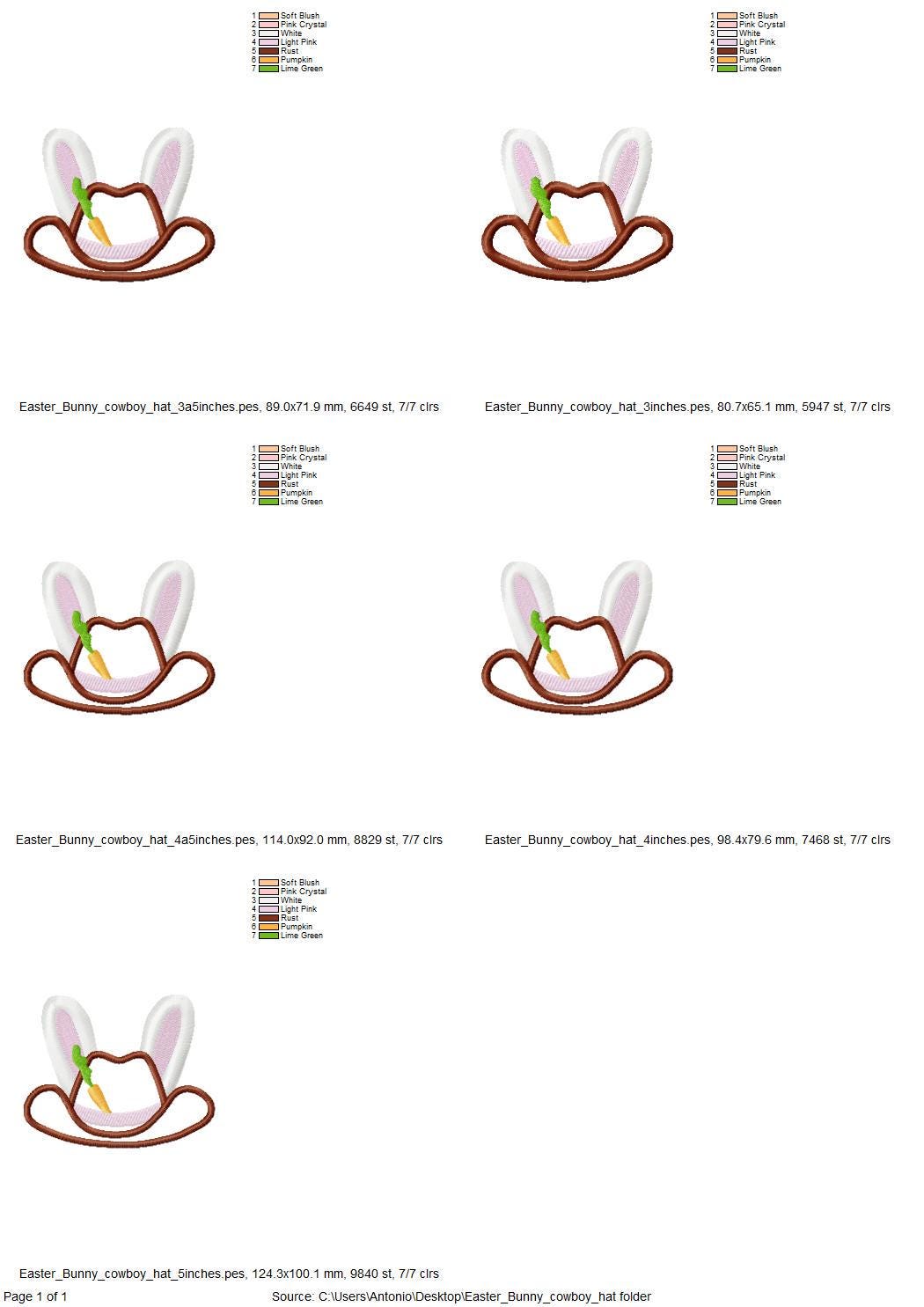 Easter Bunny Cowboy Hat Fringed Fluffy Bunny Ears Kids Girls Boys Cute Applique