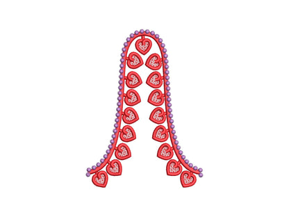 Valentine Heart FSL split seam side bow Hearts machine embroidery designs freestanding lace charm girls tshirt sweatshirt in the hoop simply