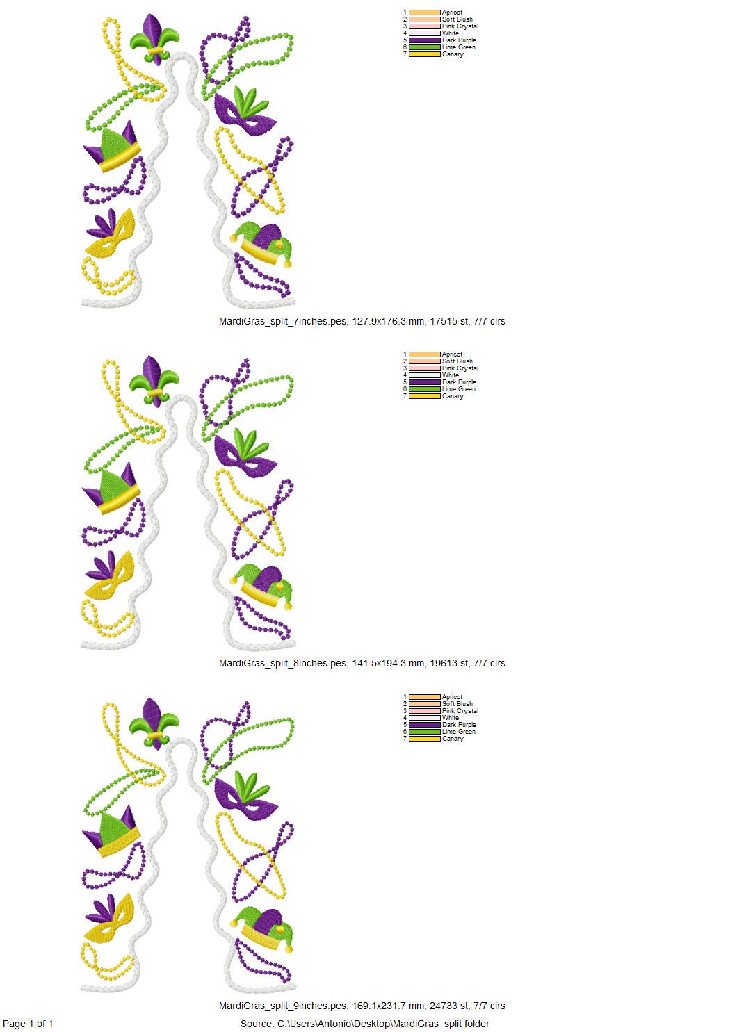Mardi Gras Carnival split side seam cutout Side Bow machine embroidery designs festive Parade Fat Tuesday t-shirt sweatshirt embroidery