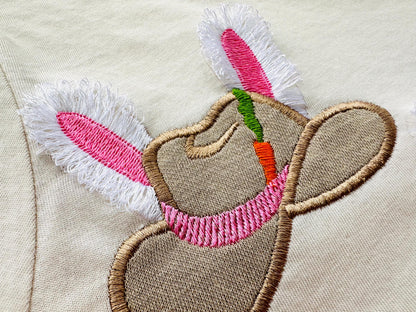 Easter Bunny Cowboy Hat Fringed Fluffy Bunny Ears Kids Girls Boys Cute Applique