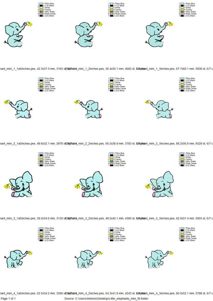 Mini Little Elephant Set of 4 types Elephant fill stitch kids baby Monogram accent Machine Embroidery Designs