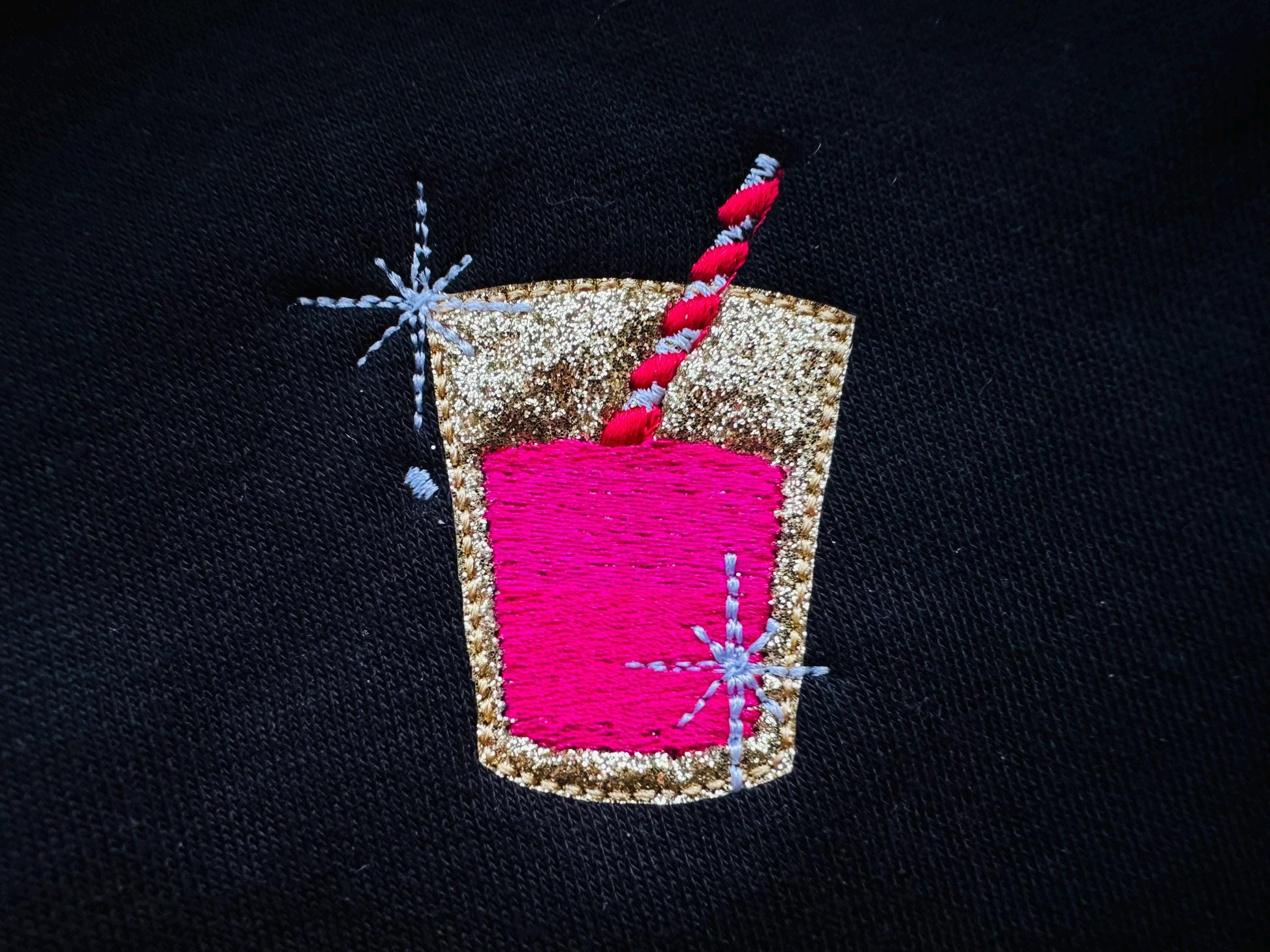 Festive Cocktail Pack SET of 4 designs HTV Glitter vinyl machine embroidery designs Wine Lovers Martini Sparkling Wine glass New Year Party