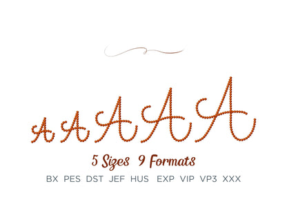 Pearl stitch handwritten script Font machine embroidery designs Pearl line alphabet