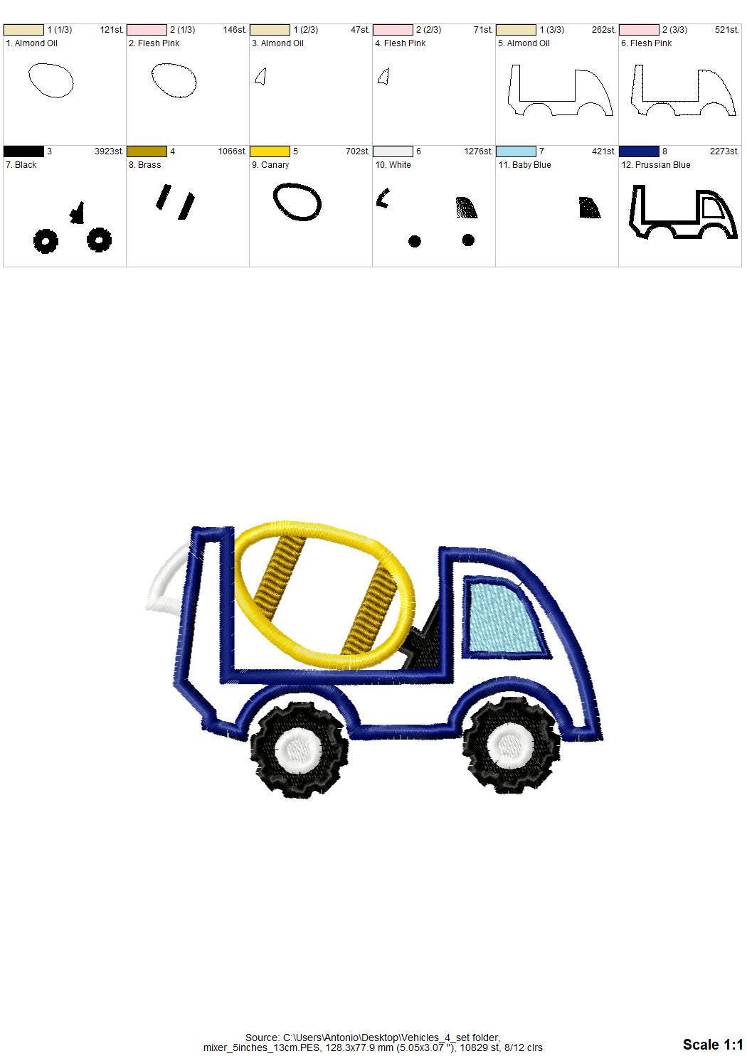Construction Equipment Set of 4 – Kids instant download embroidery file by Artapli