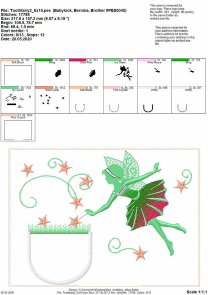 Magic Tooth Fairy pillow ITH – In-the-Hoop embroidery design instant download by Artapli