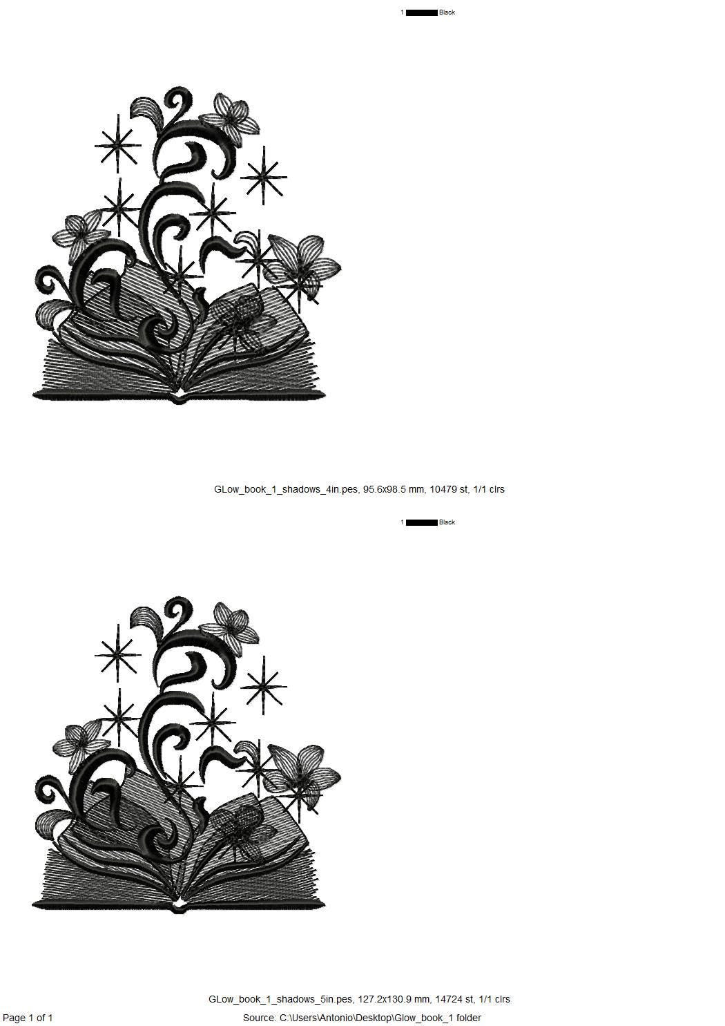 Magic Sparkle Book Glow in the dark special thread machine embroidery designs reading kids