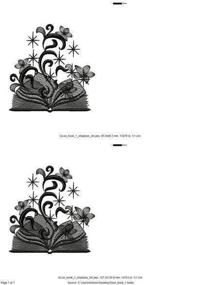 Magic Sparkle Book Glow in the dark special thread machine embroidery designs reading kids