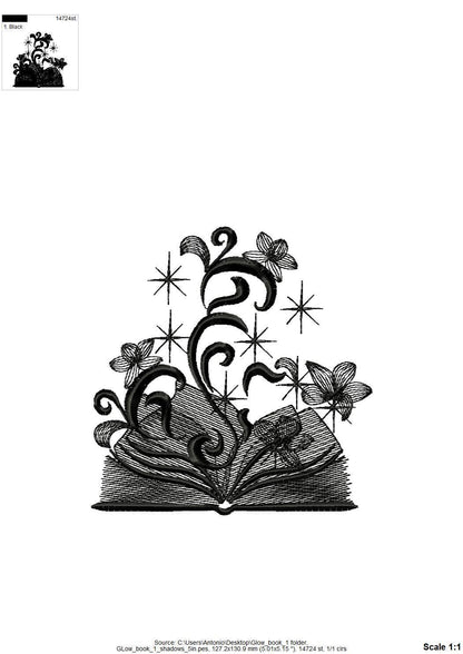 Magic Sparkle Book Glow in the dark special thread machine embroidery designs reading kids