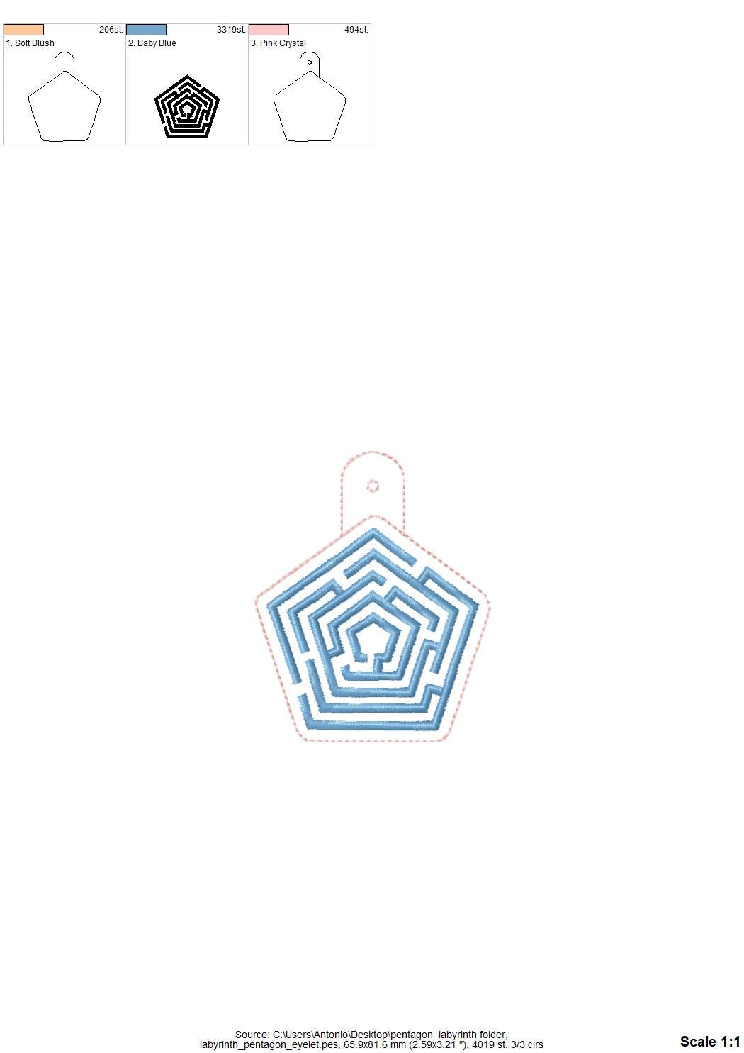 Pentagon Labyrinth Keychain