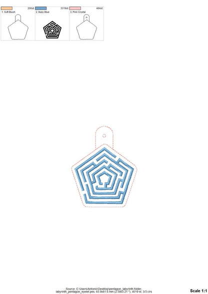 Pentagon Labyrinth Keychain