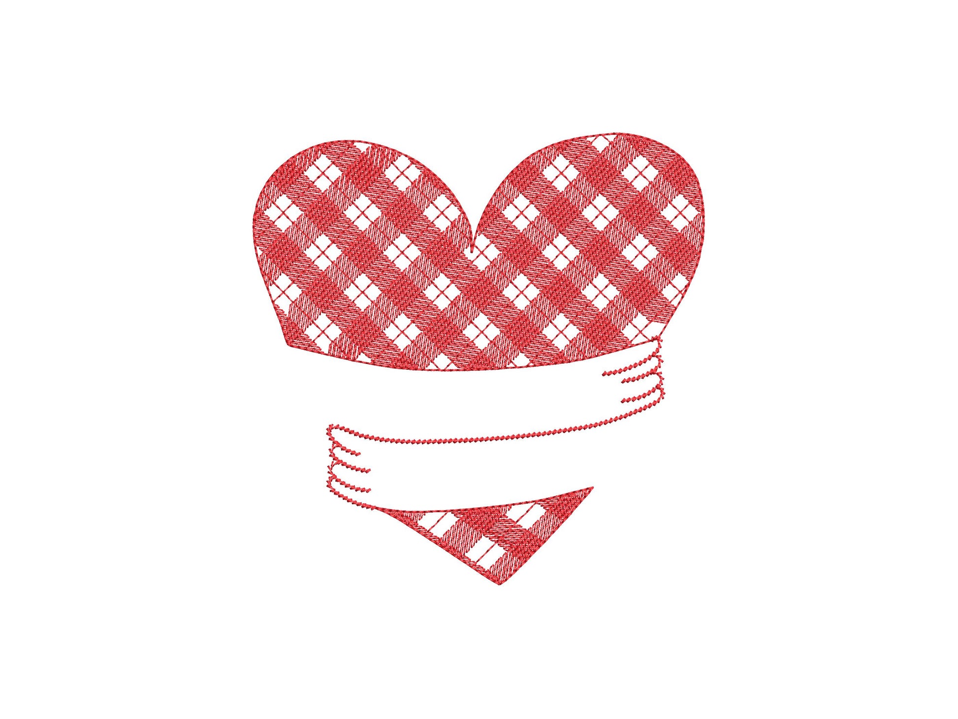 Gingham Plaid Hugging Heart Valentine Hug Heart buffalo checkered machine embroidery designs multiple sizes 3 to 6 inch lovely sweet design