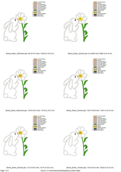 Cute little Easter Bunny with Flower side seam cutout side bow Applique machine embroidery designs