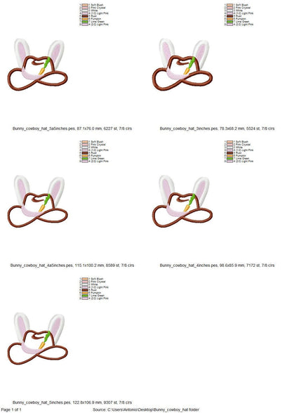 Easter Bunny Cowboy Hat Fringed Fluffy Bunny Ears Kids Girls Boys Cute Applique