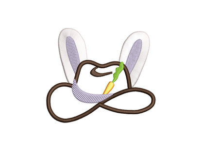 Easter Bunny Cowboy Hat Fringed Fluffy Bunny Ears Kids Girls Boys Cute Applique