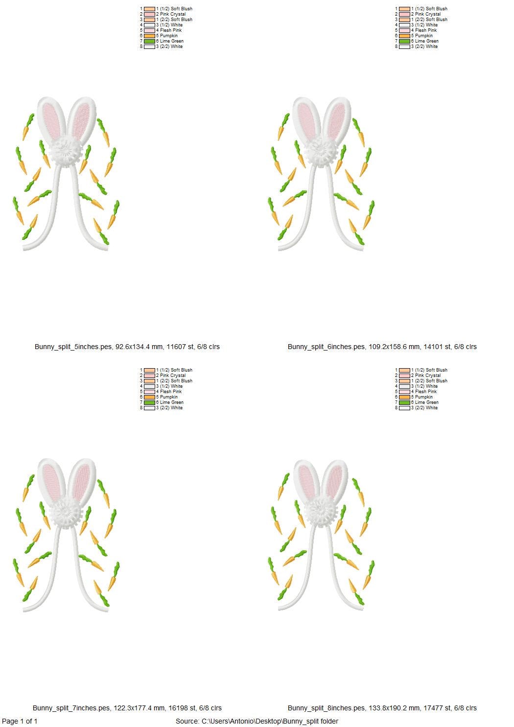 Easter Bunny Carrot Fringed Fluffy Bunny Ears Split Side Seam Cutout Side Bow Machine Embroidery Design