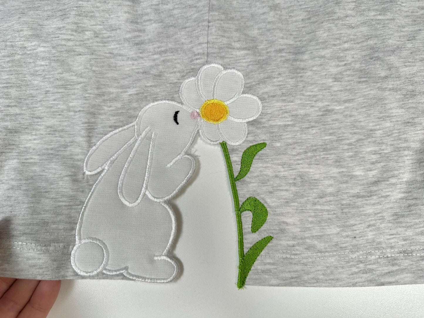 Cute little Easter Bunny with Flower side seam cutout side bow Applique machine embroidery designs