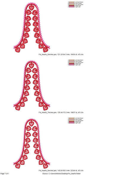 Valentine Heart FSL split seam side bow Hearts machine embroidery designs freestanding lace charm girls tshirt sweatshirt in the hoop simply