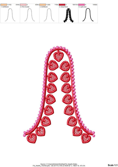 Valentine Heart FSL split seam side bow Hearts machine embroidery designs freestanding lace charm girls tshirt sweatshirt in the hoop simply