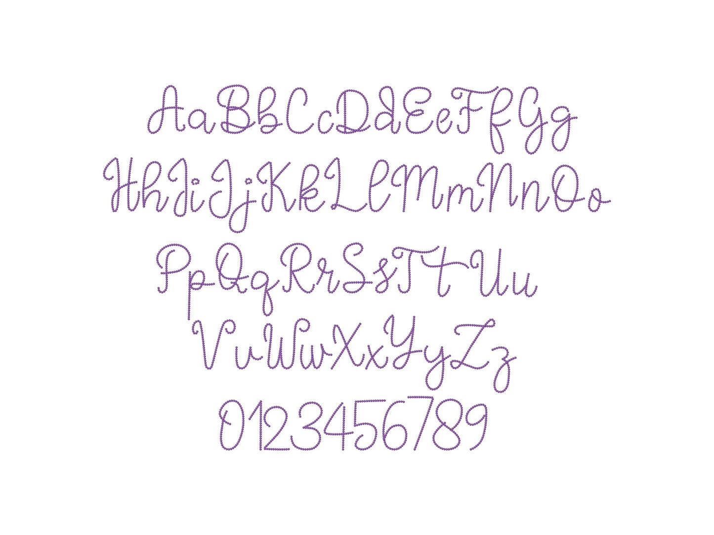 Pearl stitch Font machine embroidery designs awesome Pearl line monogram handwritten script alphabet letters numbers sizes 1.8 up to 4.5in