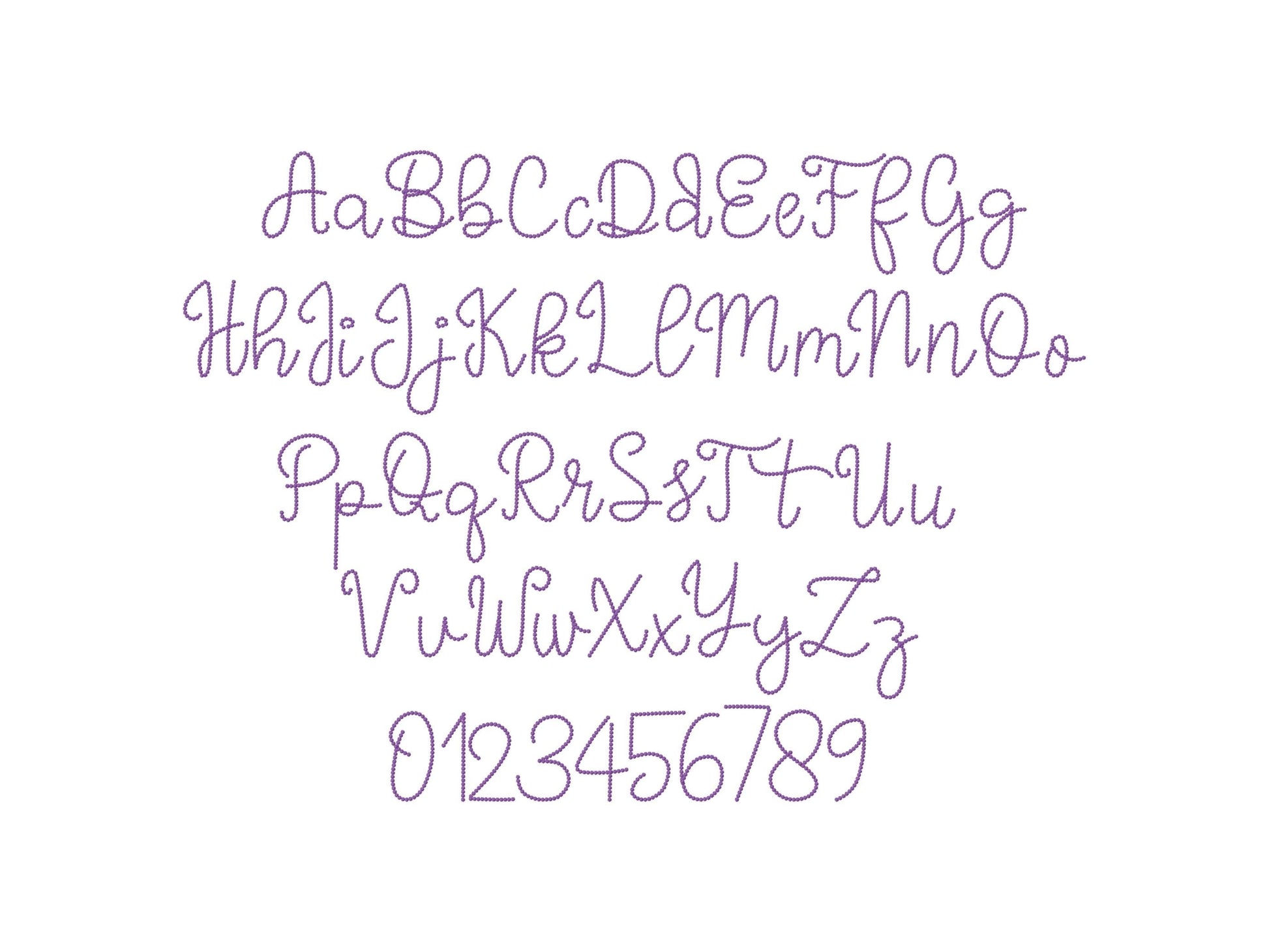 Pearl stitch Font machine embroidery designs awesome Pearl line monogram handwritten script alphabet letters numbers sizes 1.8 up to 4.5in