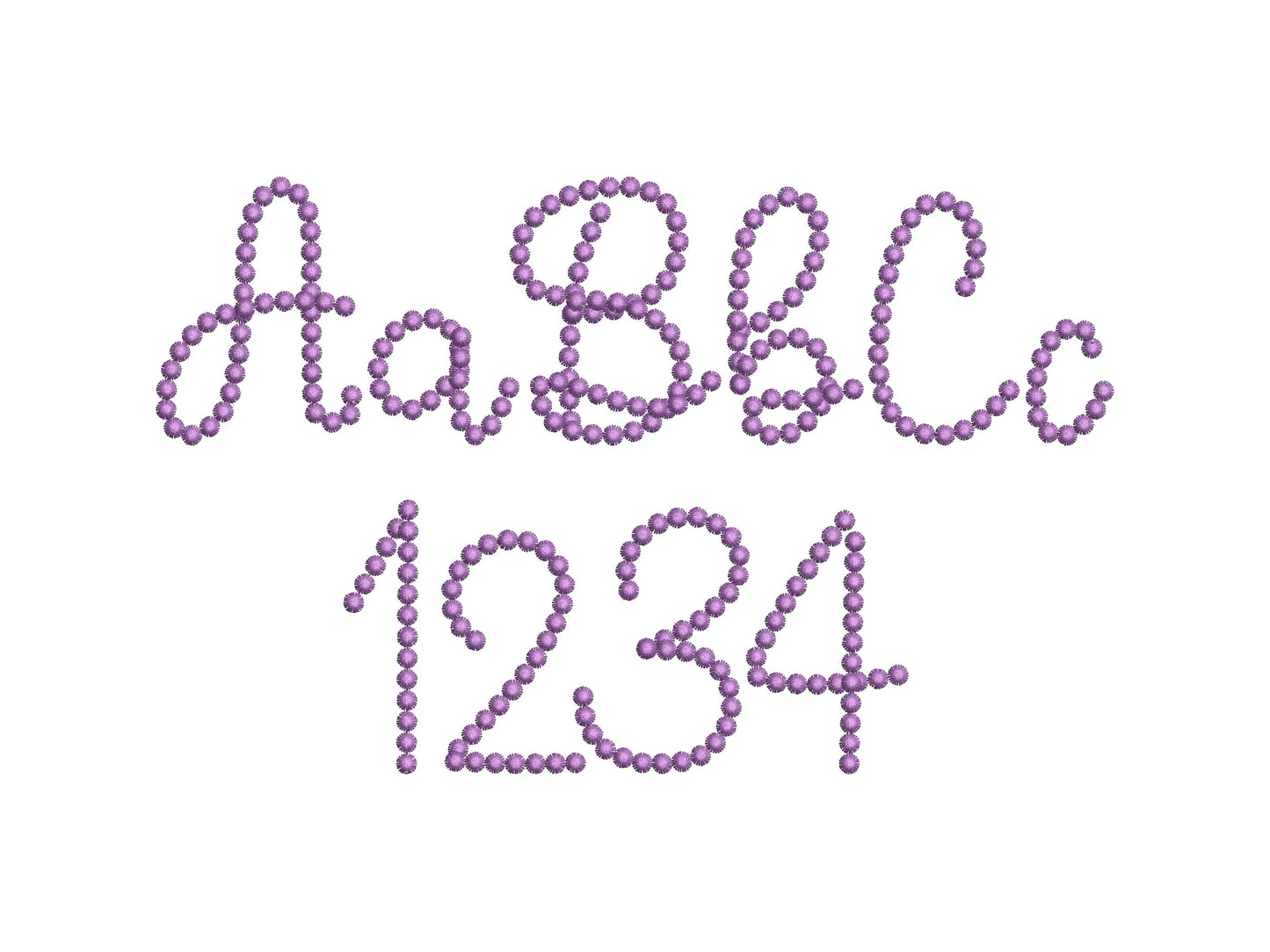 Pearl stitch Font machine embroidery designs awesome Pearl line monogram handwritten script alphabet letters numbers sizes 1.8 up to 4.5in