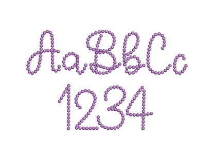 Pearl stitch Font machine embroidery designs awesome Pearl line monogram handwritten script alphabet letters numbers sizes 1.8 up to 4.5in