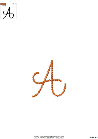 Pearl stitch handwritten script Font machine embroidery designs Pearl line alphabet