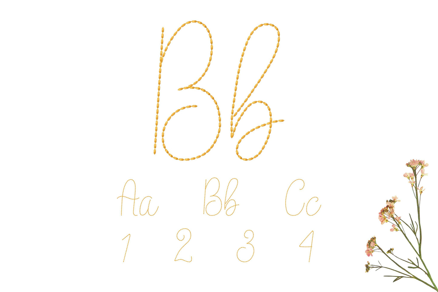 Handwritten script FONT Hand stitch effect bean stitch alphabet monogram machine embroidery designs letters and numbers